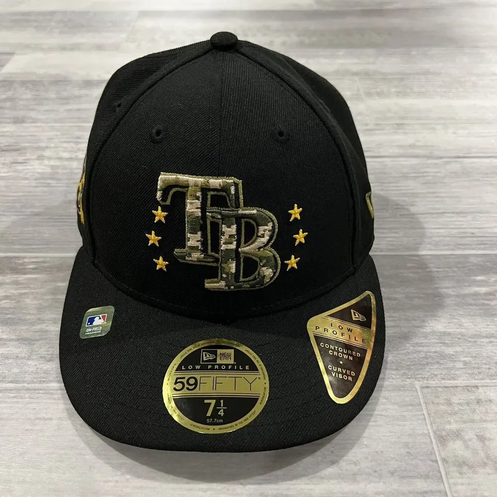 Men New Era 7 1/4 Black Tampa Bay Rays 2024 Armed Forces Day 9FIFTY Snapback Hat